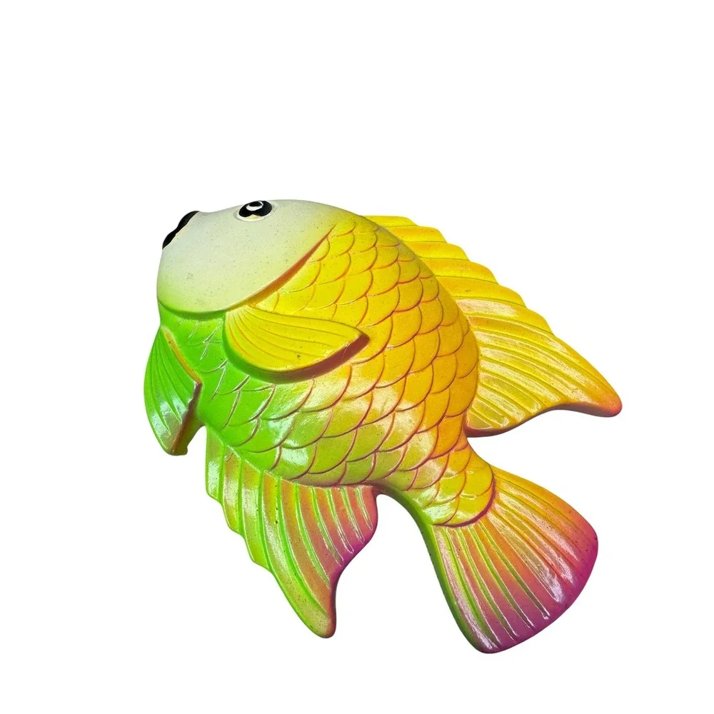Vintage 1978 Miller Studio Chalkware Fish Wall Art Set 3 Neon Tropical Decor